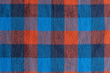 Abstract Blue And Red Checkered Fabric Background Or Texture