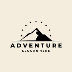 Wall Mural - adventure mountain with star logo vector design template