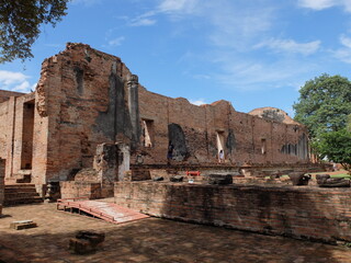 ruins of an ancient temple  in the Ayutthaya Historical Park, Wat Ratchaburana of Phra Nakhon Si Ayutthaya, Thailand