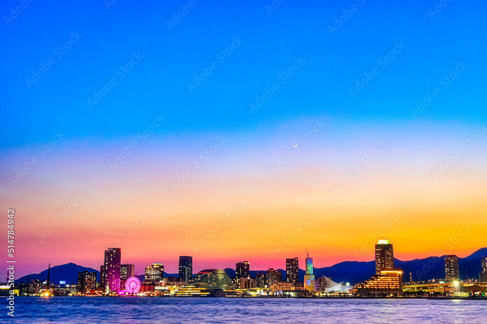 美しいマジックアワーの神戸ハーバーランド 【神戸 風景】 Stock Photo