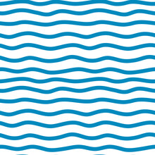Nawy Blue Backdrop. Doodle Stripes Seamless Pattern. Abstract Wavy Line Endless Wallpaper.