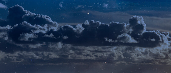Wall Mural - night sky with clouds and stars