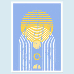 Wall Mural - abstract geometric art with arch and circles. modern boho background. line arc shapes, sun design. c