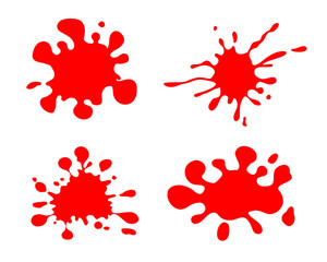 Poster - set of blots, splash liquid and smudges. blood drops and stains different shapes collection. abstrac