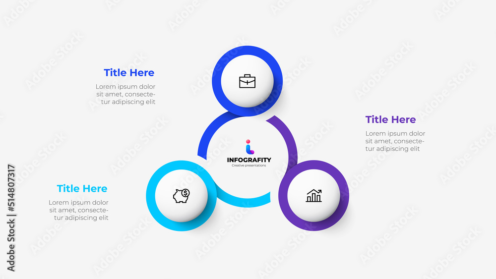 Vector infographic. Abstract cycle diagram divided into 3 parts ...