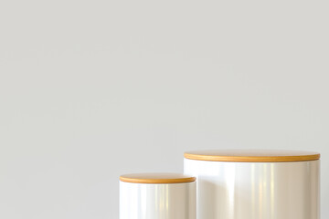 Poster - 3D Illustration. Two wooden cylinder podiums on an isolated background.