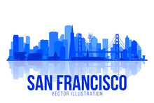 San Francisco California Silhouette Skyline Vector Lines Illustration. Background With City Panorama. Travel Picture.
