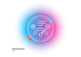 Aufkleber - Correct answer line icon. Gradient blur button with glassmorphism. Accepted or confirmed sign. Approved symbol. Transparent glass design. Correct answer line icon. Vector