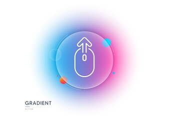 Poster - Swipe up mouse line icon. Gradient blur button with glassmorphism. Scrolling arrow sign. Landing page scroll symbol. Transparent glass design. Swipe up line icon. Vector
