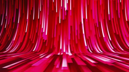 Poster - Colorful lines move in curved stream. Motion. Background of bright stream of lines with bend. Moving slide from stream of lines