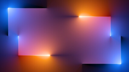 Wall Mural - 3d render, abstract geometric neon gradient background