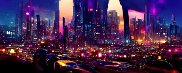 futuristic smart megacity, conceptual illustration