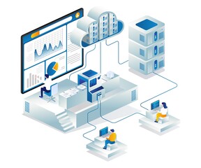 Leinwandbilder - The team is processing cloud server analyst data