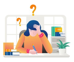 Poster - Stressed girl doing work assignments