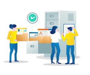 Aufkleber - Woman keeps analytical data in drawer