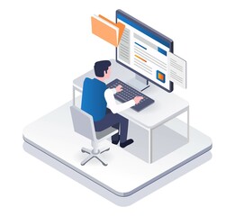 Poster - Man working in front of computer