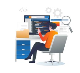 Poster - A programmer is working on a computer