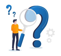 Aufkleber - Isometric illustration concept looking for a question mark solution