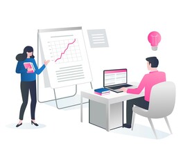 Poster - Isometric illustration concept investment business analysis presentation