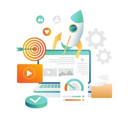 Poster - Digital marketing strategy isometric illustration concept