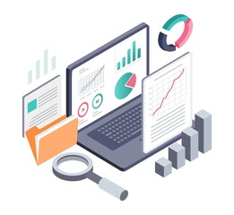 Aufkleber - Concept illustration of isometric computer data analysis