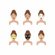 A young and beautiful woman looks after and cares for the skin of her face. A set of icons with different actions. Nutrition and body care and . Vector illustration on the theme of beauty and fashion