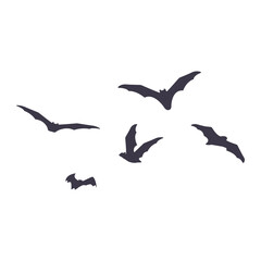 vector illustration of flying bats isolated on background.