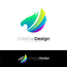 Abstract Eagle Logo And Colorful Design Vector, 3d Style