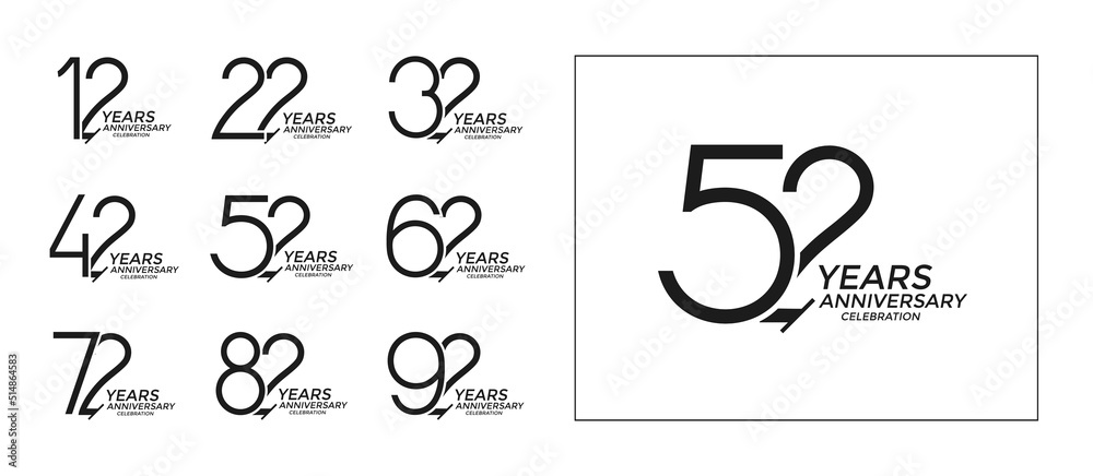 set of anniversary logo style black color on white background for ...