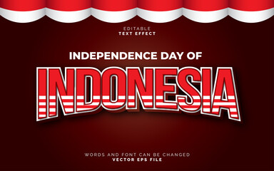 Wall Mural - independence day of Indonesia template for title text effect 3d extrusion font with red and white alphabet on red background