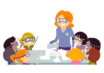 Sticker - Kids Science Camp Liquid Nitrogen Illustration