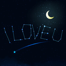 The Wording I Love You By The Stars Sparkles On The Night Sky Background