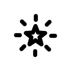 Wall Mural - simple glittering star icon, vector line icon on white background.