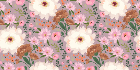 Floral seamless pattern. Vector design for paper, cover, fabric, interior decor and other