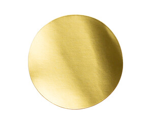 Wall Mural - blank golden round adhesive paper metallic sticker label isolated on white background