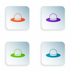 Poster - Color Man hat with ribbon icon isolated on white background. Set colorful icons in square buttons. Vector