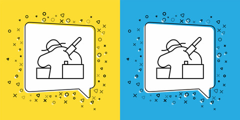 Poster - Set line Murder icon isolated on yellow and blue background. Body, bleeding, corpse, bleeding icon. Concept of crime scene. Vector