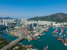 Aerial View Of Hong Kong Residential District In New Territories West