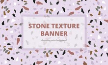 Decorative Stone Banner. Terrazzo Marble Effect Tile, Abstract Tiny Colorful Particles Background. Flooring Element, Interior Decor Decent Vector Poster