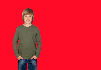 Wall Mural - Full length portrait of a boy in khaki