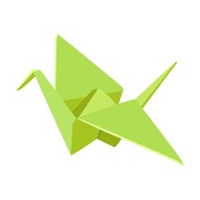 Paper Crane. Origami Japanese Animal Illustration In Cartoon Style. Cute Paper Animal. Art Concept For Advertisement, Banner Designs