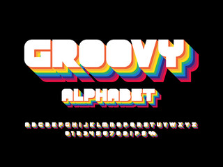 Poster - Vector of stylized retro alphabet design with uppercase, numbers and symbols