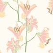 © Виктор Фесюк - Beautiful outline Floral pattern lily flowers. Seamless texture. For fashion prints. Printing with in hand drawn on white background.