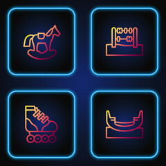 Wall Mural - Set line Boat swing, Roller skate, Horse saddle and Abacus. Gradient color icons. Vector