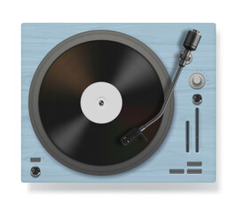 Poster - Vinyl record player. Dj music stuff vintage realistic phonograph turntables sound equipment decent vector templates