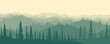 Landscape and mountains, misty morning landscape, mountain silhouettes, nature landscape vector.