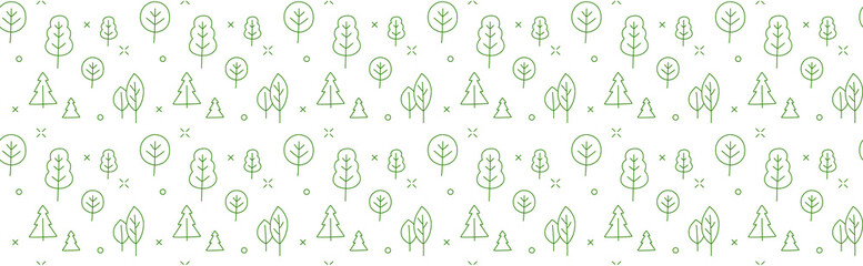line icons style illustration seamless pattern of trees and forest.