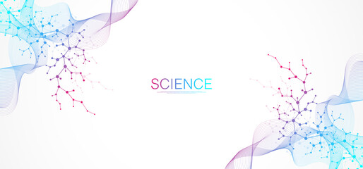 Aufkleber - Abstract molecules structure background. Scientific or medical concept. Molecular structures or chemical engineering vector illustration