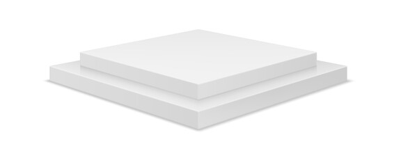 Aufkleber - Square realistic 3D podium, arena stage platform. Blank arena in gallery or cosmetics shop, empty square blocks platform. Showroom foundation, block cubes exposition