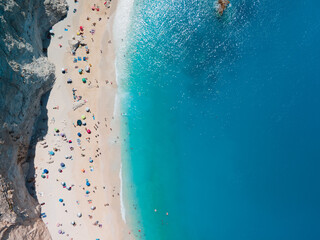  aerial view of Porto Katsiki beach at lefkada island